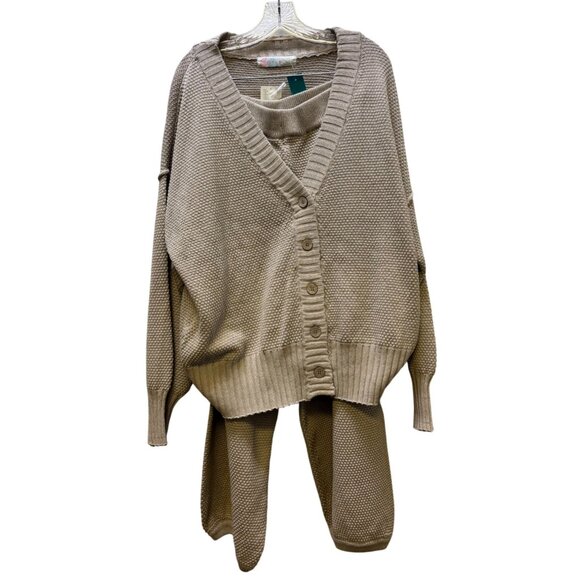FP Beach Taupe Cardigan & Pants Set XL 2p - Picture 1 of 12